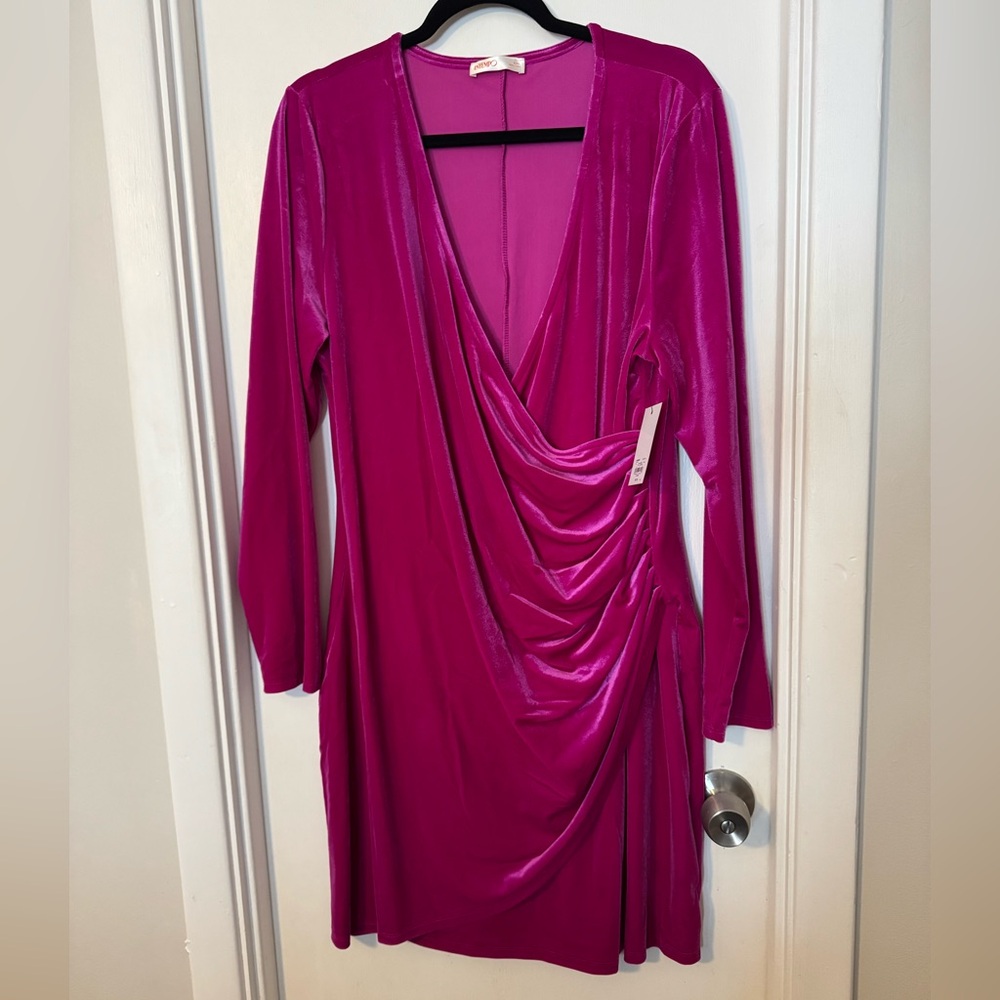 NWT Intempo pink velvet dress size XXL